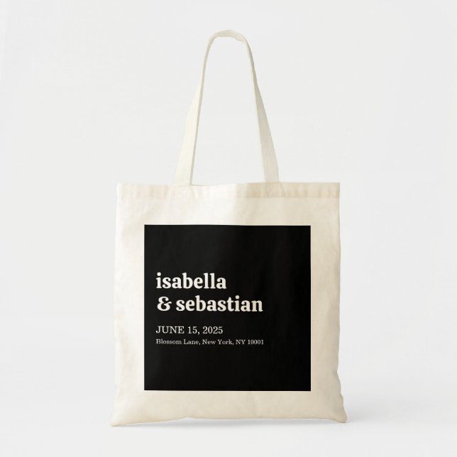 Tote Bag Police Rétro Noir de Mariage (Devant)