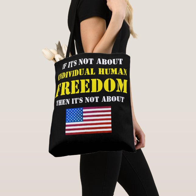 Tote Bag Politique de liberté (noir) Fourre-tout (De près)