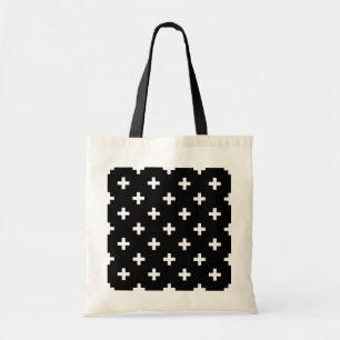 Tote Bag Polka blanche croise sur noir