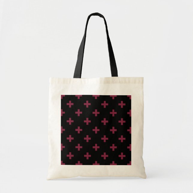 Tote Bag Polka de mûre croise sur le noir (Devant)