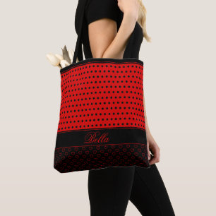 Tote Bag Polka Dot De Conception De Couleurs Rouge Et Noir