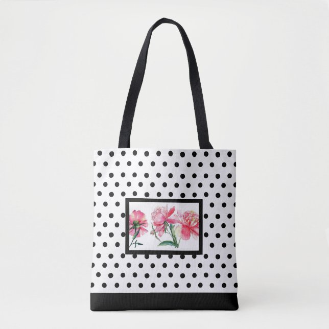 Tote Bag Polka dot floral fourre-tout (Devant)