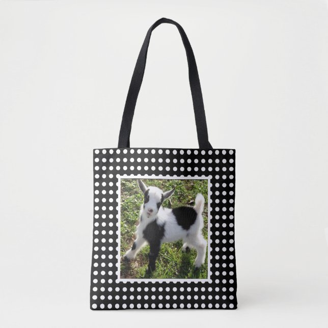 Tote Bag Polka noir et blanc Dot Nain Goat Kid (Devant)