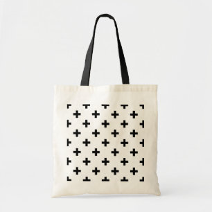 Tote Bag Polka noire croise sur blanc