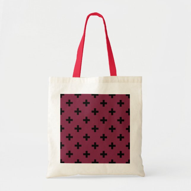 Tote Bag Polka noire croise sur mûrier (Devant)