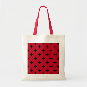 Tote Bag Polka noire croise sur rouge