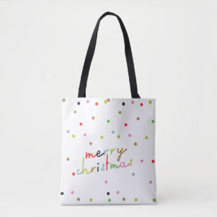 Tote Bag polka point COLORÉ retro Joyeux Fête de NOËL