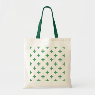 Tote Bag Polka verte croise sur blanc