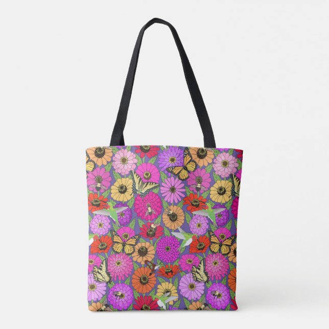 Tote Bag pollinisateurs et zinnias (Dos)