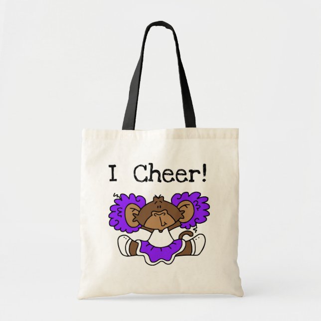 Tote Bag Pom-pom girl de singe pourpre et blanc (Devant)