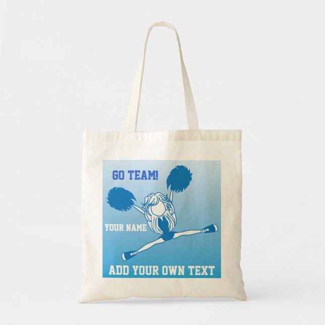 Tote Bag Pom-pom girl en silhouette bleue (Devant)