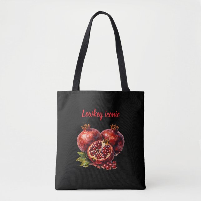 Tote Bag Pomegranate Red Rich Oil Paint Aesthetic Elegant  (Devant)
