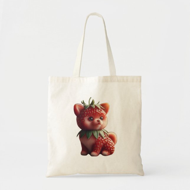 Tote Bag Pomeranian aux fraises (Devant)