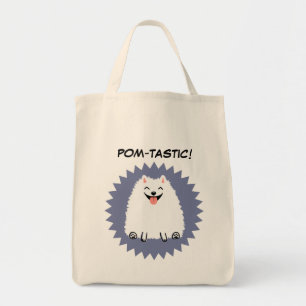 Tote Bag Pomeranian blanc drôle avec le texte fait sur