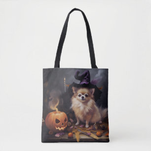 Tote Bag Pomeranian Citrouilles Halloween Épouvantable