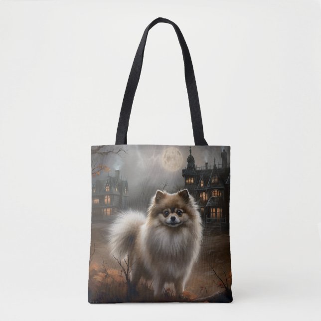 Tote Bag Pomeranian Halloween Épouvantable (Devant)