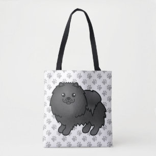 Tote Bag Pomeranian noir Chien de dessin animé mignon & Pat