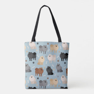 Tote Bag Poméranie Paw-prints et os de chien