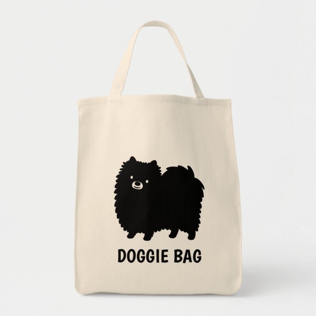 Tote Bag Poméranien noir | Cartoon mignon chien personnalis (Devant)