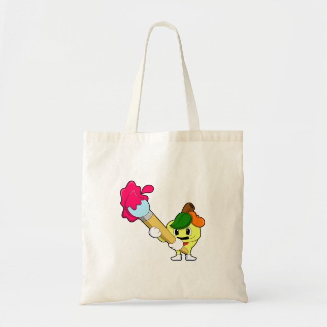 Tote Bag Pomme comme Peintre avec pinceau (Devant)