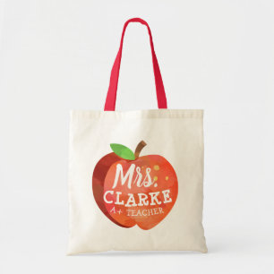 Tote Bag Pomme de l'enseignant Nom personnalisé