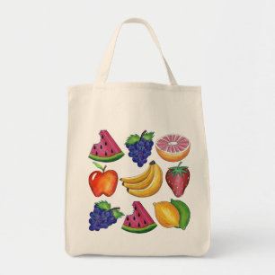 Tote Bag Pomme de raisin Banane citron Fruits d'épicerie Fo