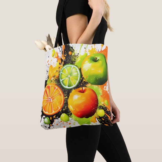 Tote Bag Pomme et agrumes éclatent (De près)