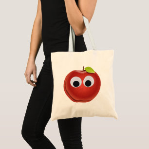Tote Bag Pomme, fruit rouge aux yeux de dieu - Personnalisé