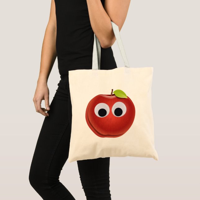 Tote Bag Pomme, fruit rouge aux yeux de dieu - Personnalisé (Devant (produit))