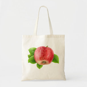 Tote Bag Pomme rouge avec feuille