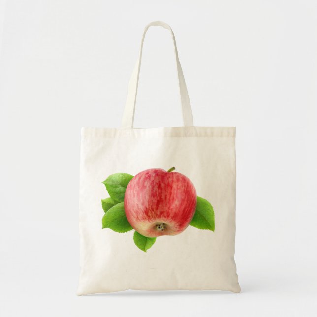 Tote Bag Pomme rouge avec feuille (Devant)