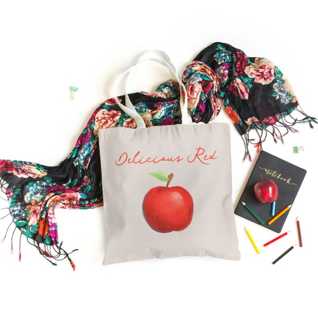 Tote Bag Pomme rouge délicieuse minimaliste (Créateur téléchargé)