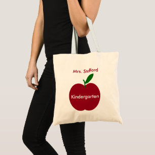 Tote Bag Pomme rouge et verte personnalisée de l'enseignant