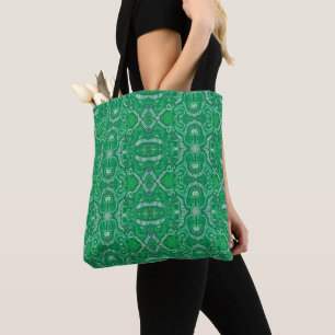 Tote Bag Pomme Strid Bohemian Boho Arabesque Motif Vert