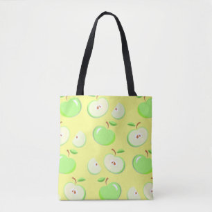 Tote Bag Pommes motif vectoriel vert