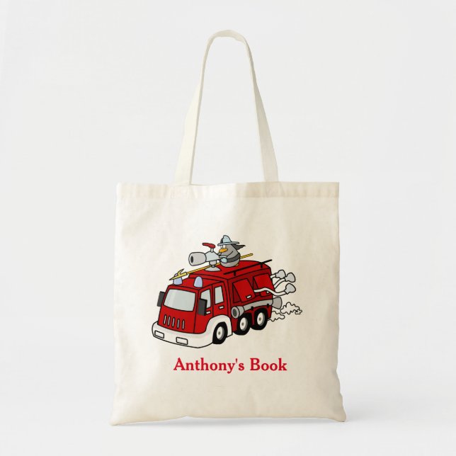 Tote Bag Pompe à incendie nommée personnalisée par enfants (Devant)