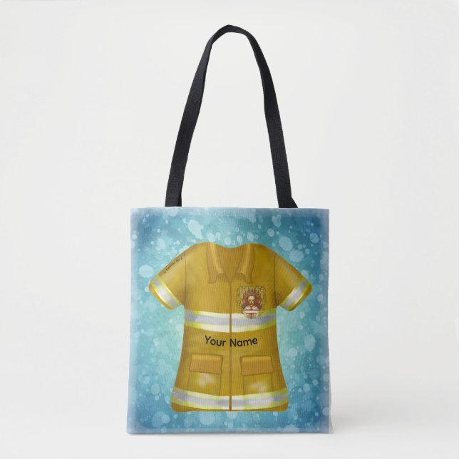Tote Bag Pompier Bouclier Flammes (Devant)