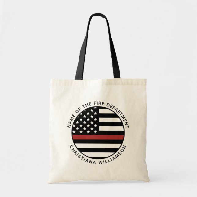 Tote Bag Pompier personnalisé Mince Red Line USA Drapeau (Devant)