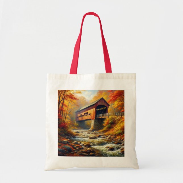 Tote Bag pont couvert d'automne classique (Devant)