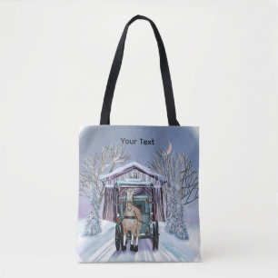 Tote Bag Pont couvert d'hiver amish