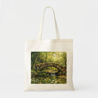 Tote Bag Pont en pierre et art de ruisseau Cottagecore
