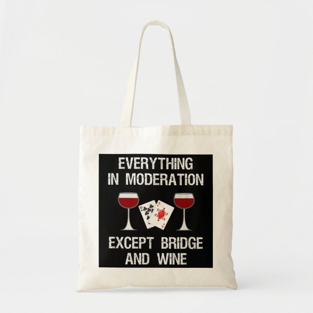 Tote Bag Pont - Funny Bridge Card Jeu et vin (Devant)