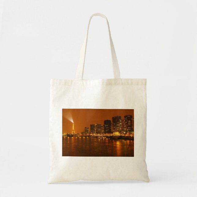 Tote Bag Pont Mirabeau Paris France Night Skyline Panorama (Devant)