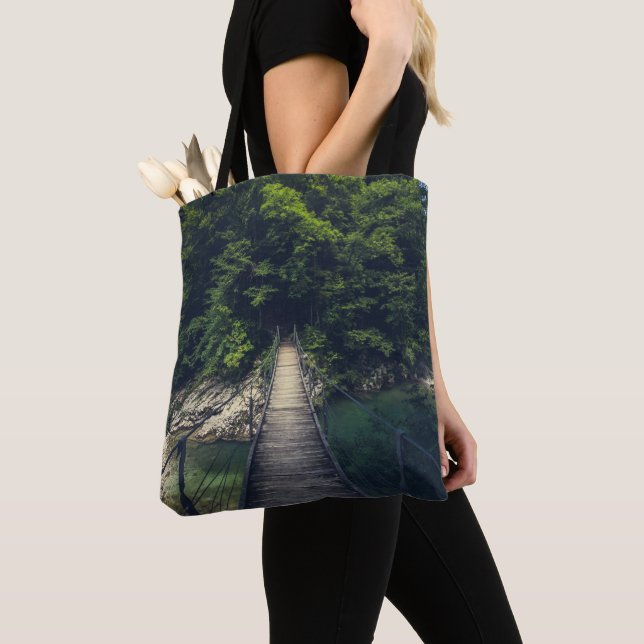 Tote Bag Pont suspendu simple rivière Idrijca, Slovénie (De près)