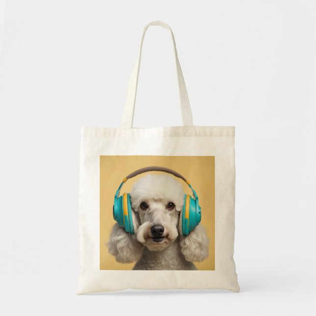 Tote Bag Poodé avec casque (Devant)