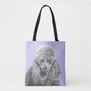Tote Bag Poodé Jouet miniature Argent gris bleu Chien Art