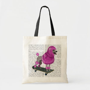 Tote Bag Poodé rose et planche à roulettes