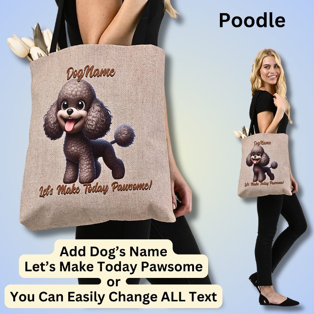 Tote Bag Poodle - Ajouter le nom du chien, modifier le text (Créateur téléchargé)