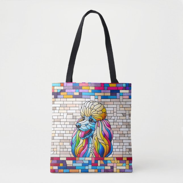 Tote Bag Poodle - Art coloré en mosaïque (Devant)