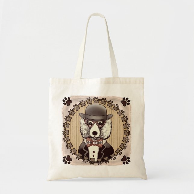 Tote Bag Poodle blanc portant des lunettes (Devant)